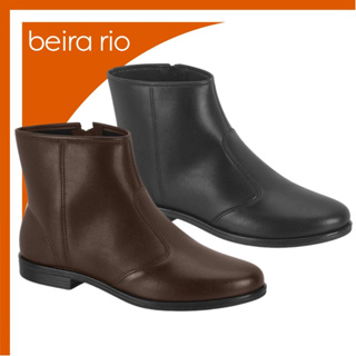 Bota Feminina Cano Curto Beira Rio Básica Zíper Confortável Napa Original em Oferta na Shopee