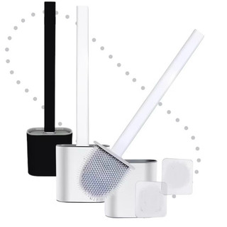 kit 2em1 Escova Sanitária Quadrada Multiuso Para Privada de Silicone-Escova sanitária de banheiro c/suporte auto adesiva