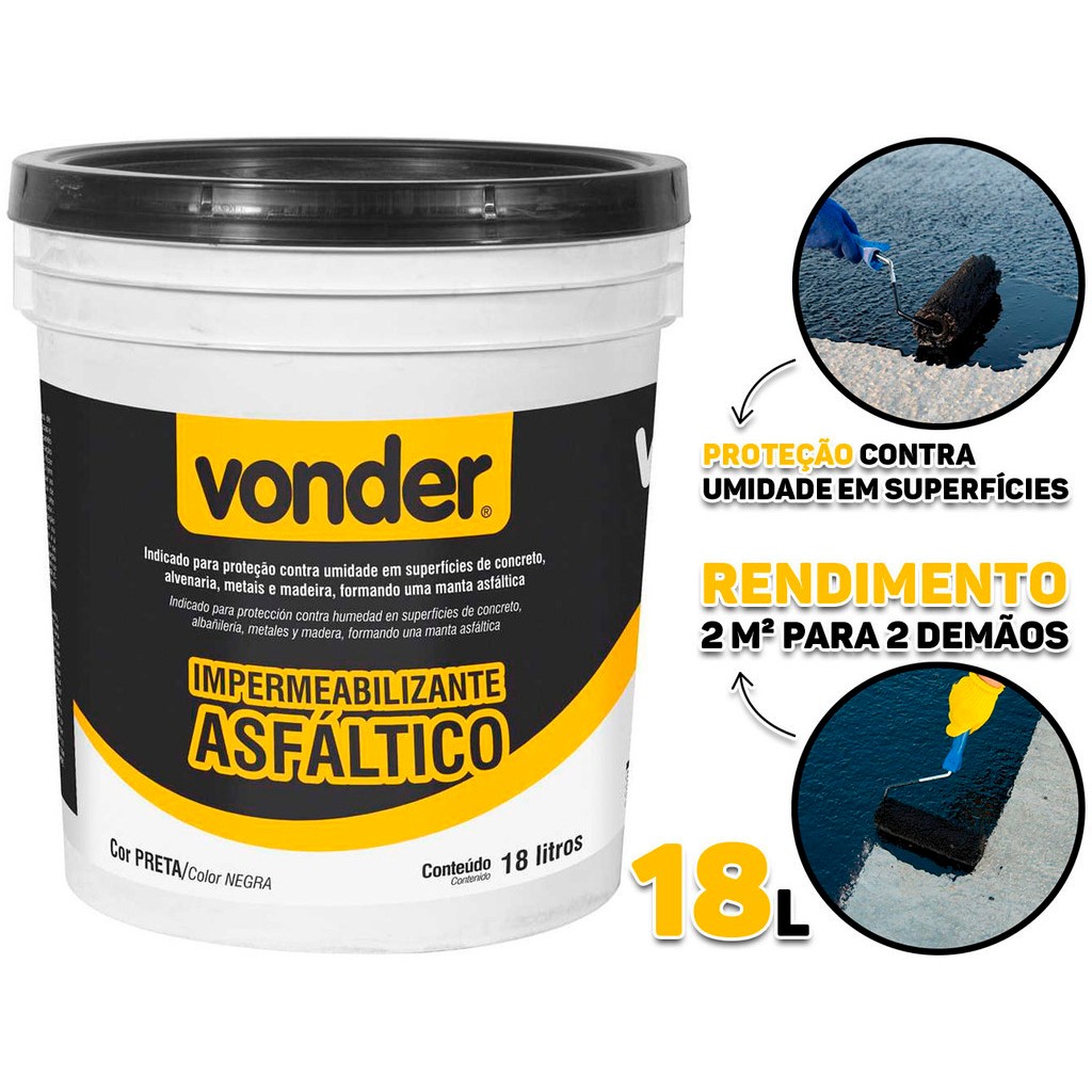 Impermeabilizante Asfaltico 3,6L Vonder em Oferta na Shopee