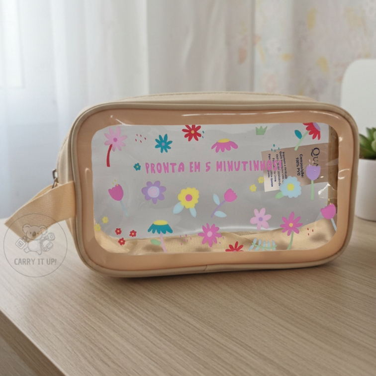 Bolsa Nécessaire Transparente Feminina Colorida Estojo Maquiagens Cosméticos Portátil Para Viagem