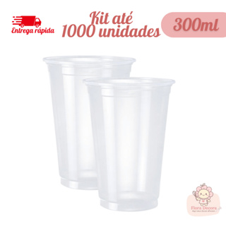 Kit Até 1000 Copos Descartável Transparente Plástico Versátil Higiênico 300ml em Oferta na Shopee