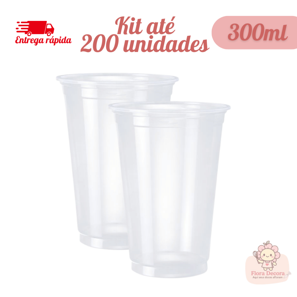 Kit Até 200 Copos Descartável Transparente Plástico Versátil Higiênico 300ml em Oferta na Shopee