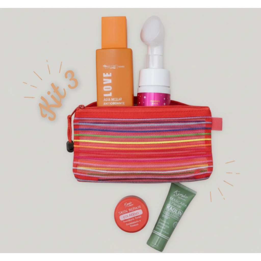 Kit 3 Skincare Facial Completo + Necessaire (Brinde), limpeza de pele profunda cuidados com a pele