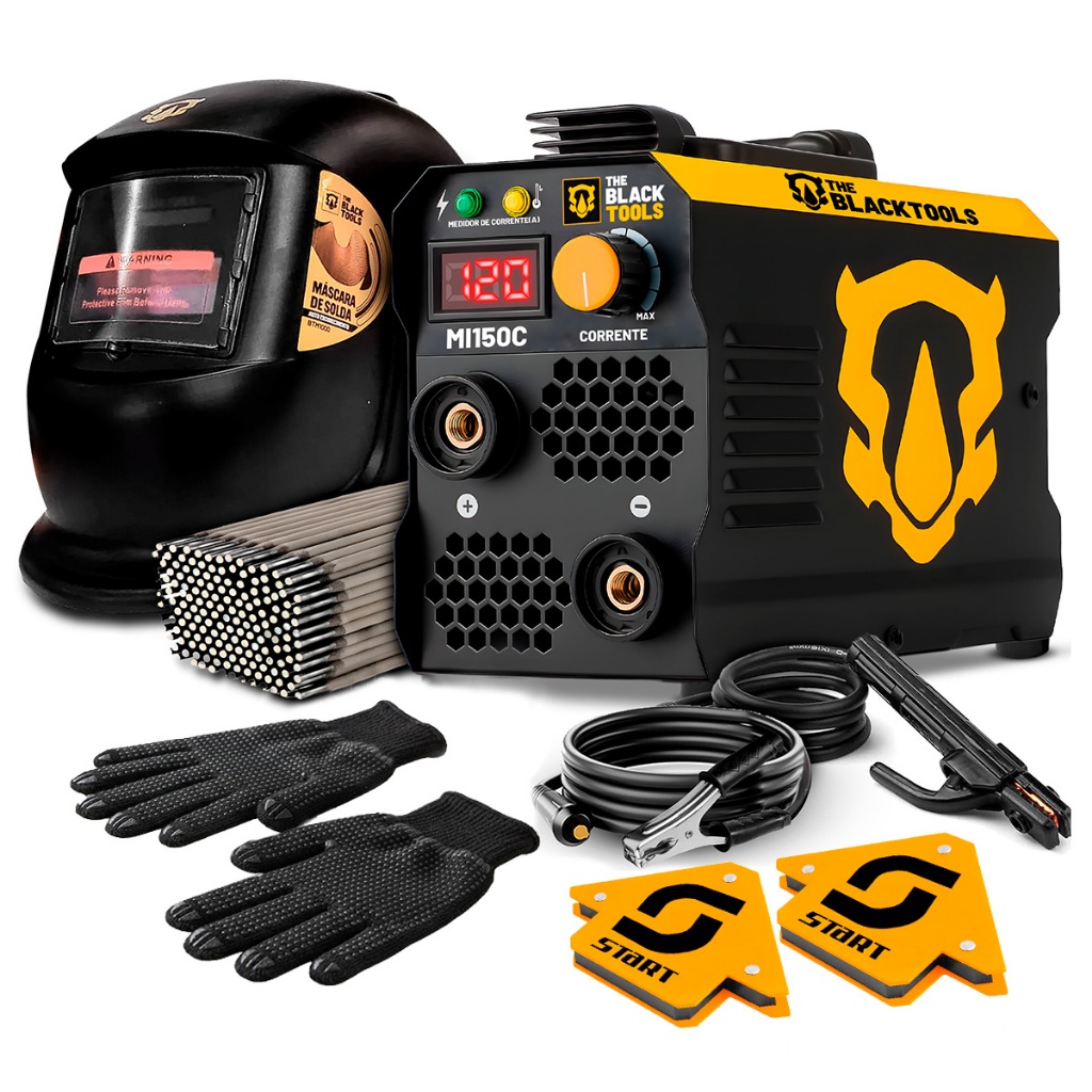 Kit Maquina De Solda Inversora Elétrica Visor Digital Mi150C 120a 220v C/ Mascara De Solda Fotossensível + Acessórios em Oferta na Shopee