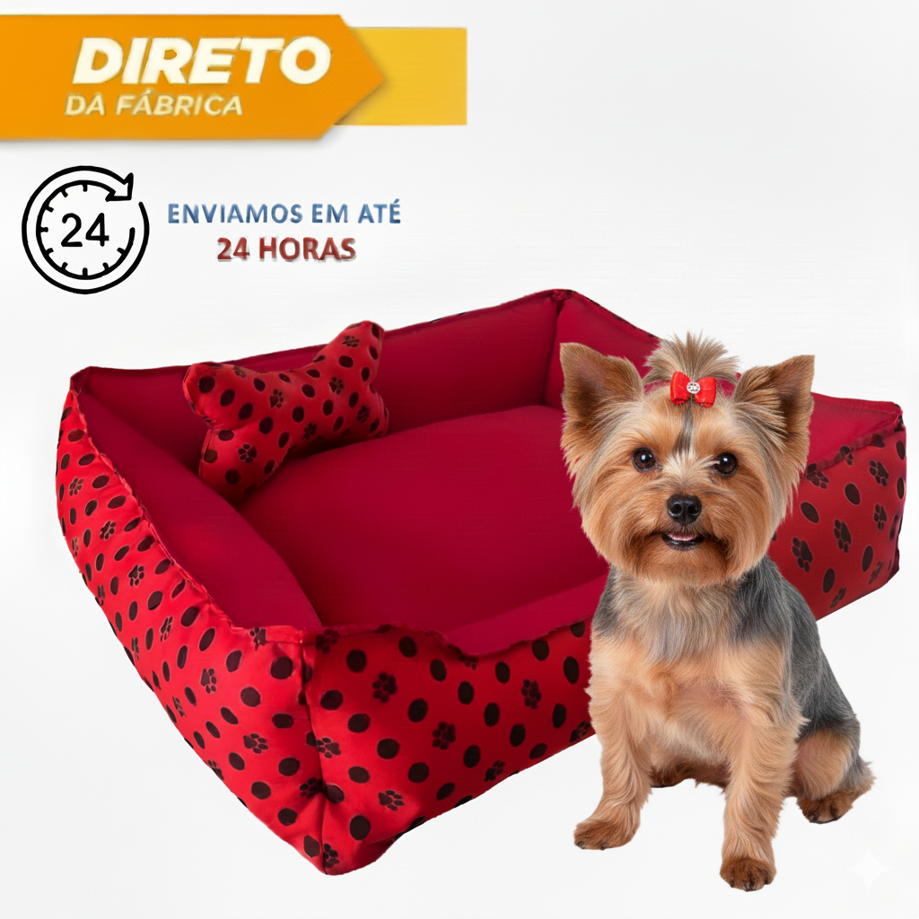 Caminha Pet Shih Tzu Cachorro Gato Pequeno Porte Cama Confortável Lavável com Zíper Rosa Azul Preto