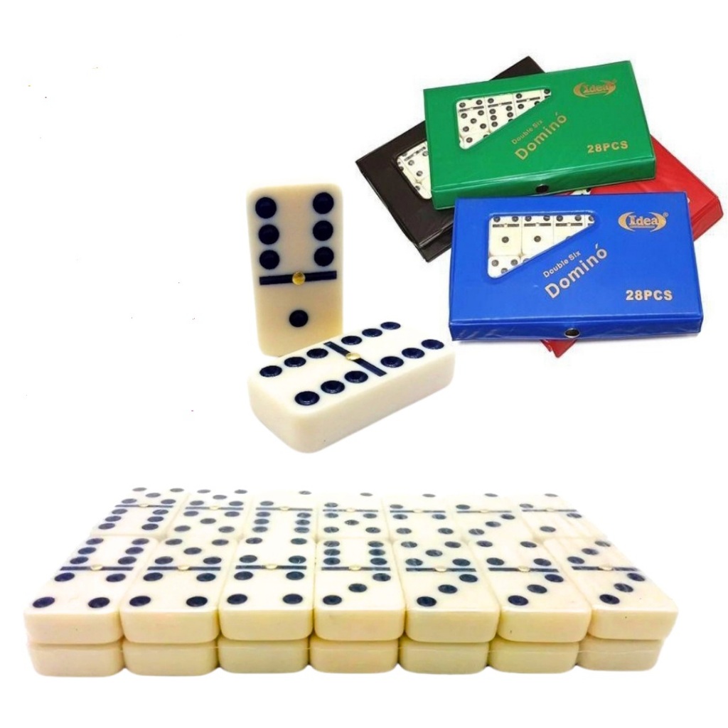 Kit Jogo Dominó de Osso 9mm Grande Profissional 28 Peças Com Estojo Com 05 Ou 08 Jogos