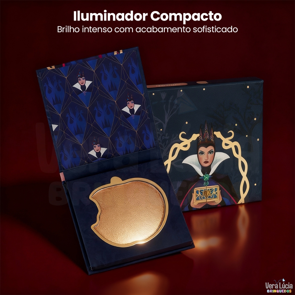 Iluminador Maquiagem Compacto Rainha Má Fenzza Makeup Glow Natural Colecionável 3 Cores
