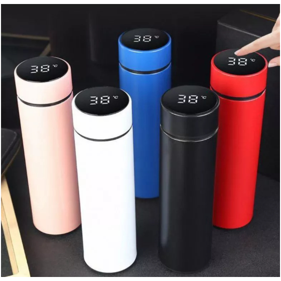Garrafa Termica 500ML Com Termometro Digital Led Quente ou Frio em Aço Inox Café Água Quente Gelado em Oferta na Shopee