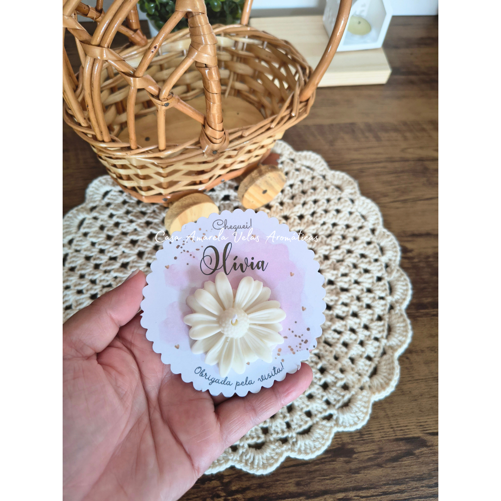 10 Lembrancinhas Nascimento Vela Aromática Margarida | Personalizada | Chá de Bebê | maternidade, casamento, batizado