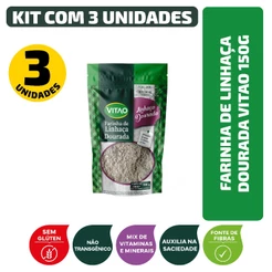 Farinha De Linhaça Dourada Sem Glúten Vitao 150G - Kit 3 Unidades