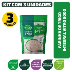 Kit Farinha De Trigo Integral Vitao 500G - 3 Unidades