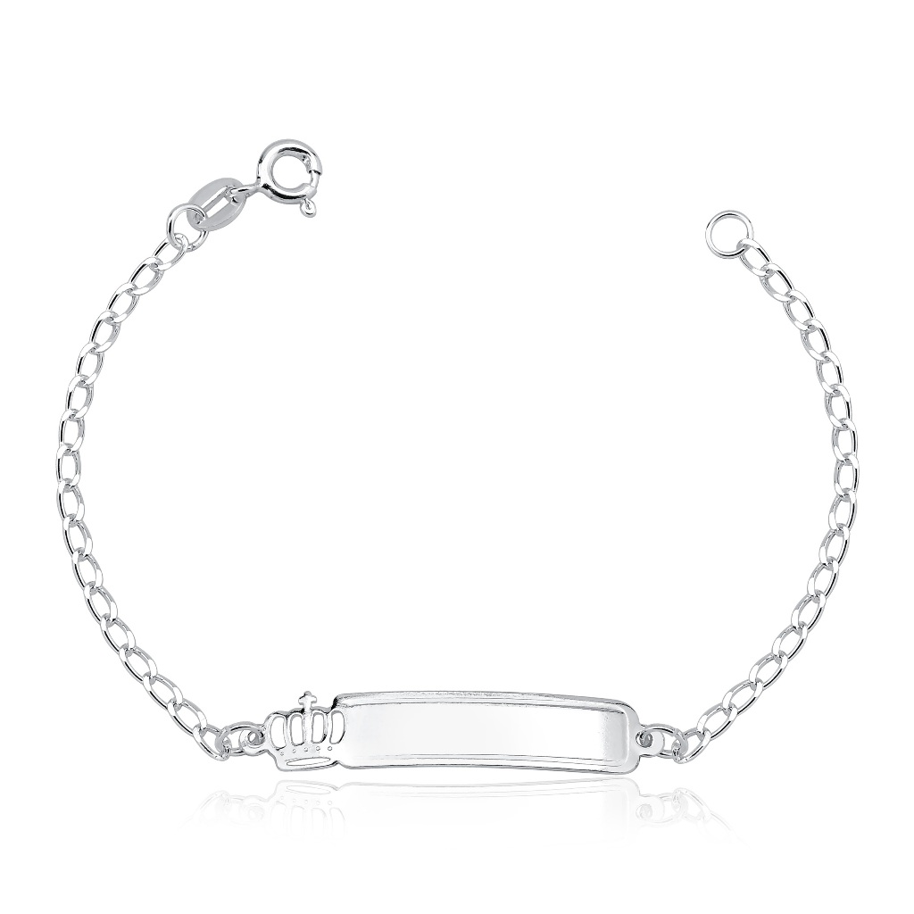 Pulseira plaquinha infantil Coroa - Prata 925 em Oferta na Shopee