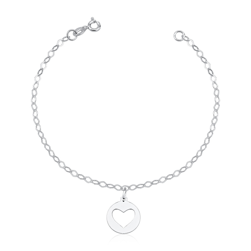 Pulseira Prata 925 feminina medalha coração em Oferta na Shopee