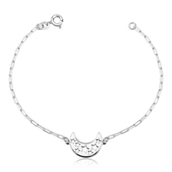 Pulseira Prata 925 Lua com estrelas vazadas