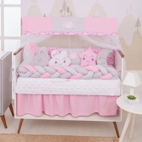 Kit  Berço 12 Peças Formato Nuvem Estrela Lua