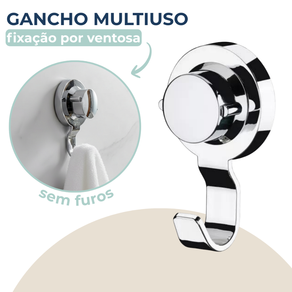 Gancho De Parede Porta Toalha De Banho Rosto Banheiro Cromado Fixação Ventosa Sem Furo em Oferta na Shopee