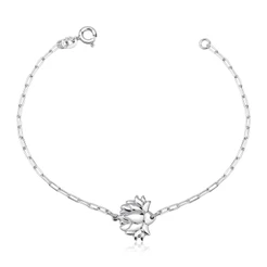 Pulseira feminina flor de Lótus prata 925