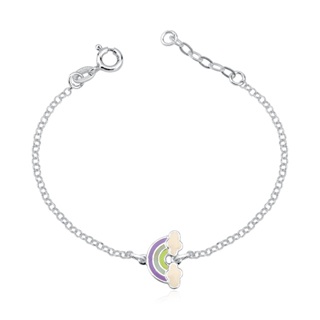 Pulseira infantil arco-íris colorido prata 925 com extensor em Oferta na Shopee