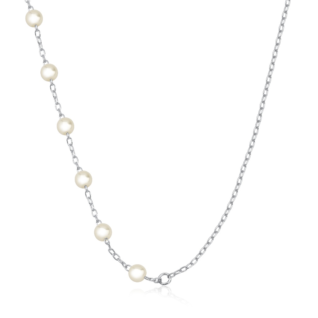 Colar Feminino de Prata 925 Metade com Pérolas em Oferta na Shopee