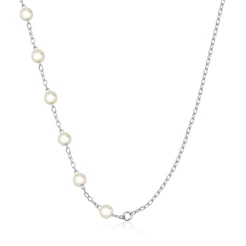 Colar Feminino de Prata 925 Metade com Pérolas