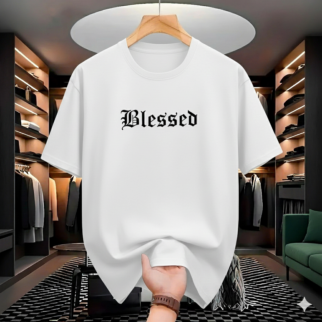Camiseta Masculina e Feminina Streetwear 100% Algodão Fio 30.1 Estampada Blessed Angels