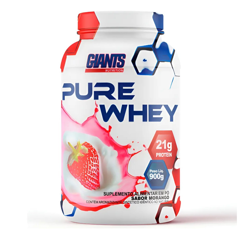 Pure Whey 900g Whey Protein - Giants Nutrition - Sabor Morango