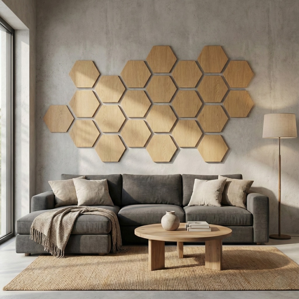 Hexágono decorativo 19x16,5cm de 2,5mm - Freijó de MDF kit com 5/6/7/8/10/15/20/25/30 Placas