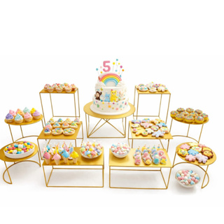 Kit Boleira Bandeja Composto por 11 peças para Decoração com Base de Chapa De Ferro Fixa em Oferta na Shopee