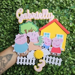 Envio Rápido - Peppa pig / Topo de Bolo Personalizado - Topper de Bolo Personalizado