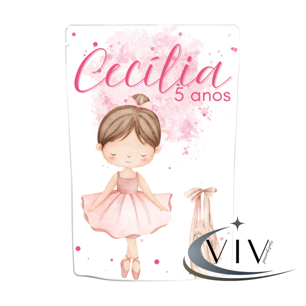 SAQUINHO ZIPLOCK 10x15 Bailarina – STAND UP POUCH PERSONALIZADO - lembrancinha | mimo | aniversário