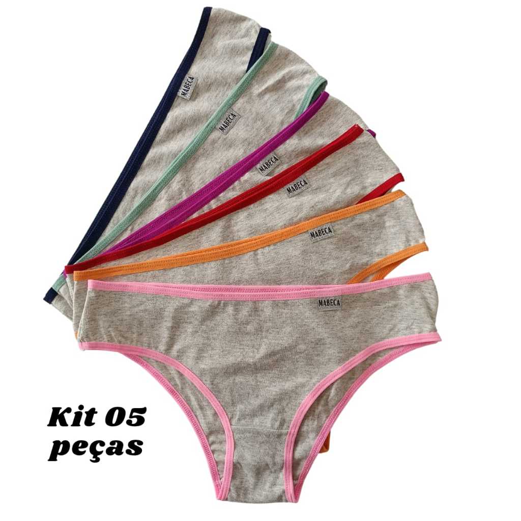 kit 05 calcinha juvenil menina moça calcinha algodão juvenil