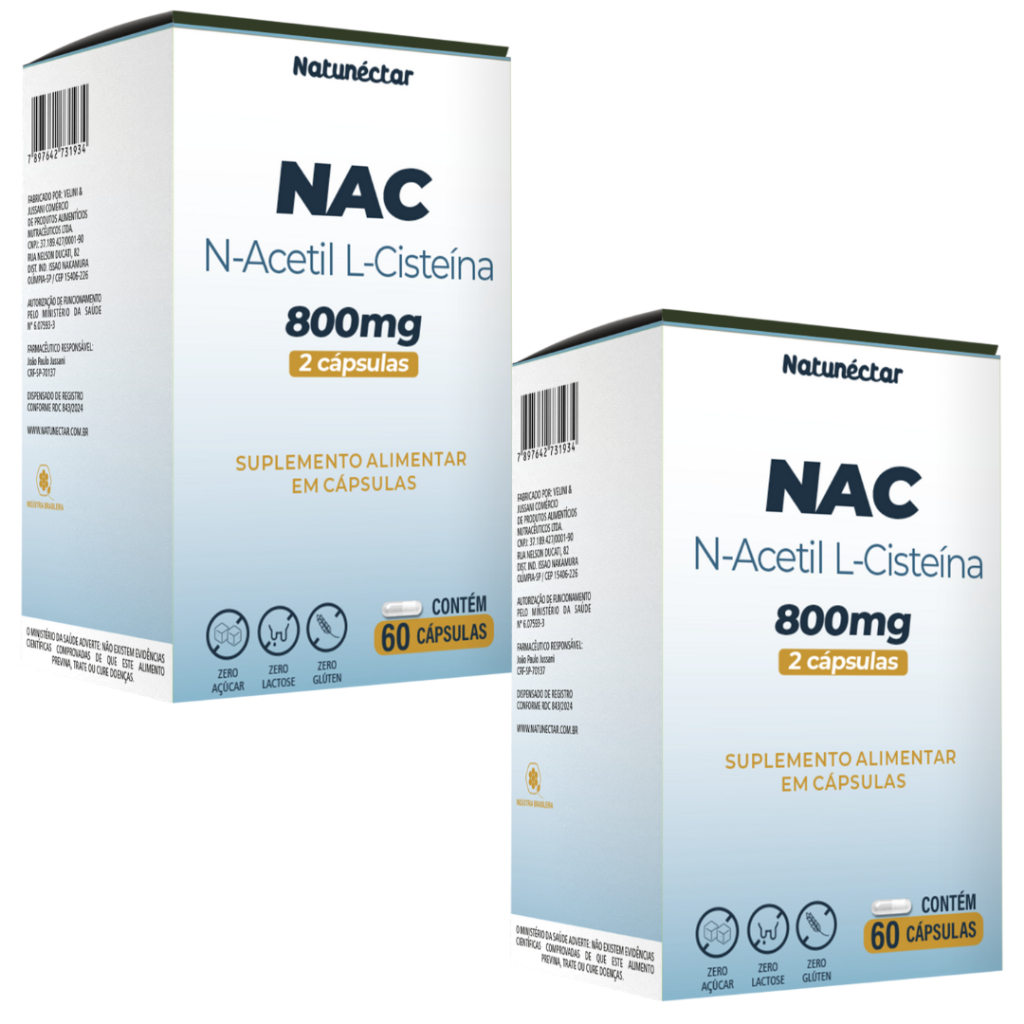 KIT 2 NAC 800mg 60 Cápsulas - N-Acetil L-Cisteina - Nac