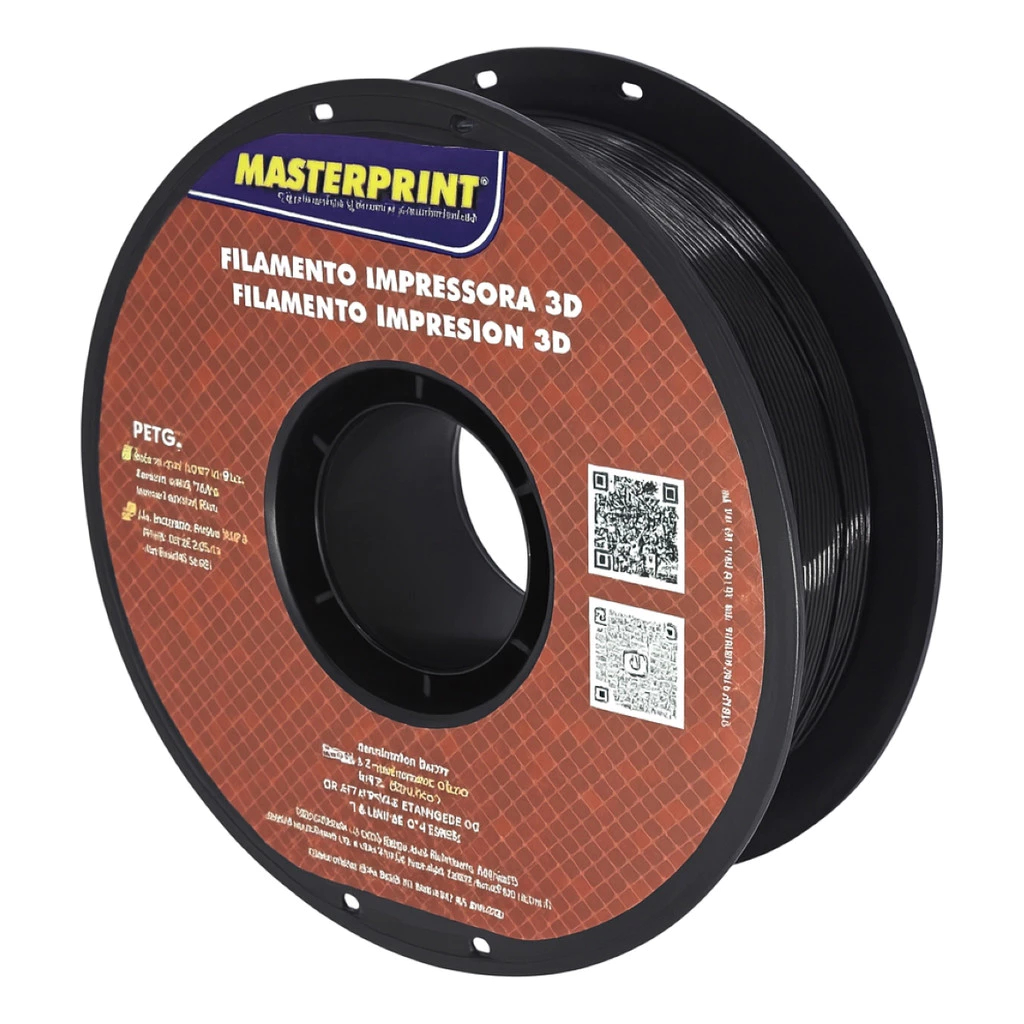 Filamento PETG Preto MasterPrint Premium 1Kg Impressora 3D