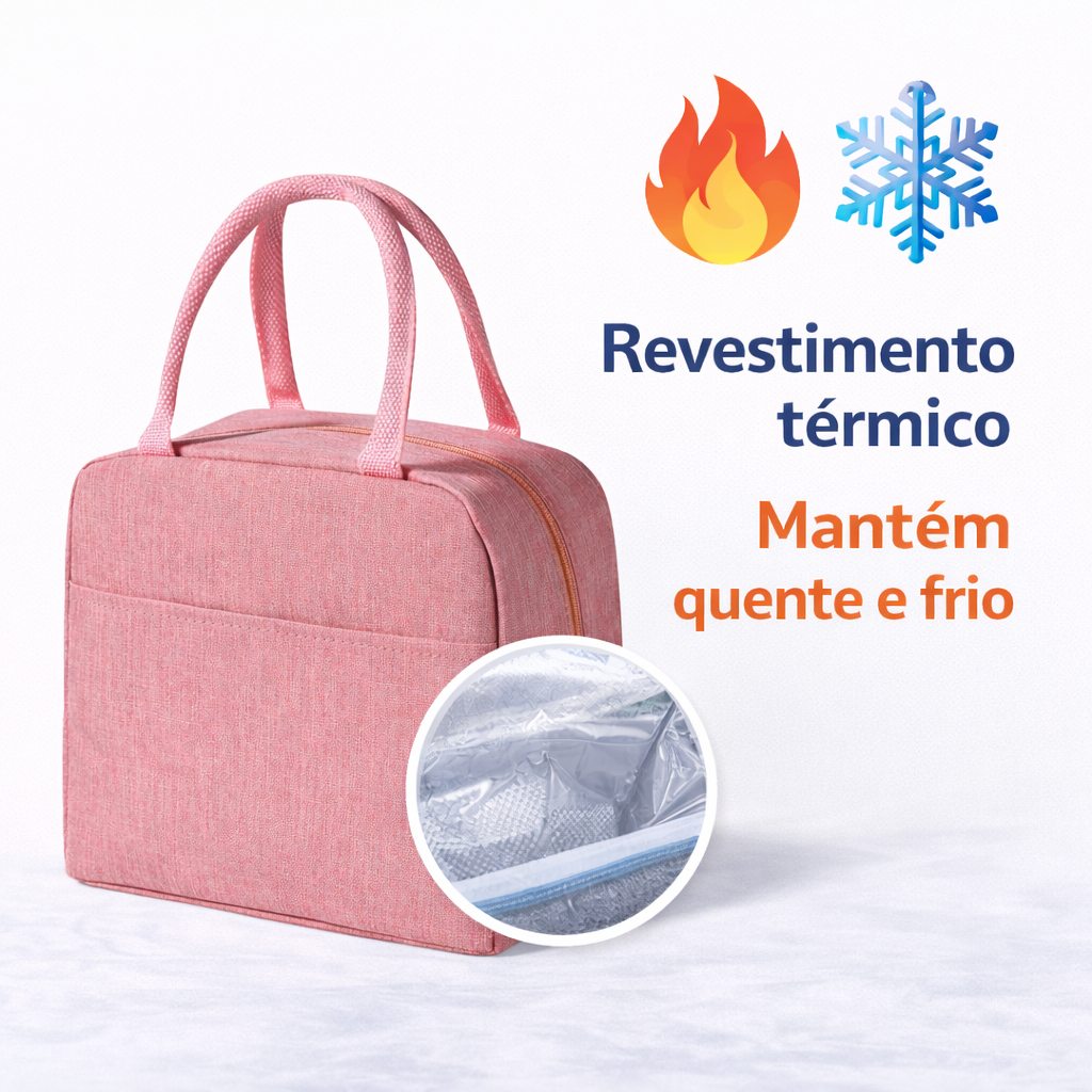 Bolsa Térmica Pequena 7L Rosa Mantém Quente e Frio Escola Trabalho em Oferta na Shopee