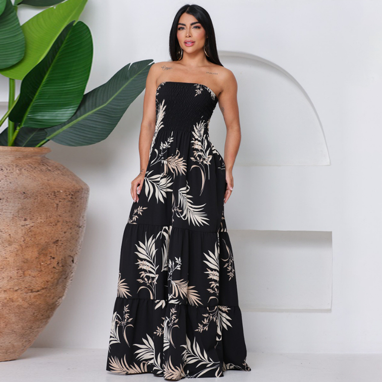 Vestido Feminino Longo Lastex Tomara Que Caia em Oferta na Shopee