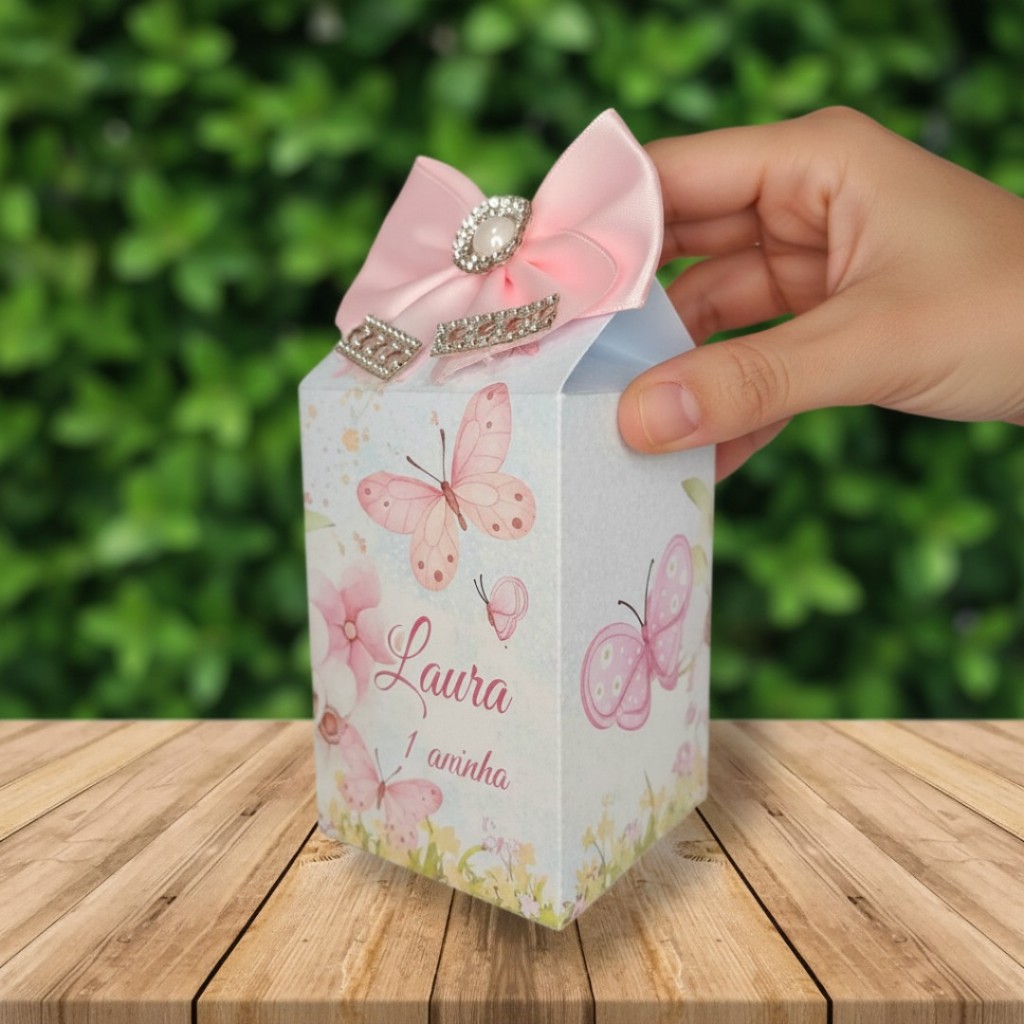 20 Caixinhas Milk Personalizada - Lembrancinhas de Festa (Jardim das Borboletas) Rosa em Oferta na Shopee