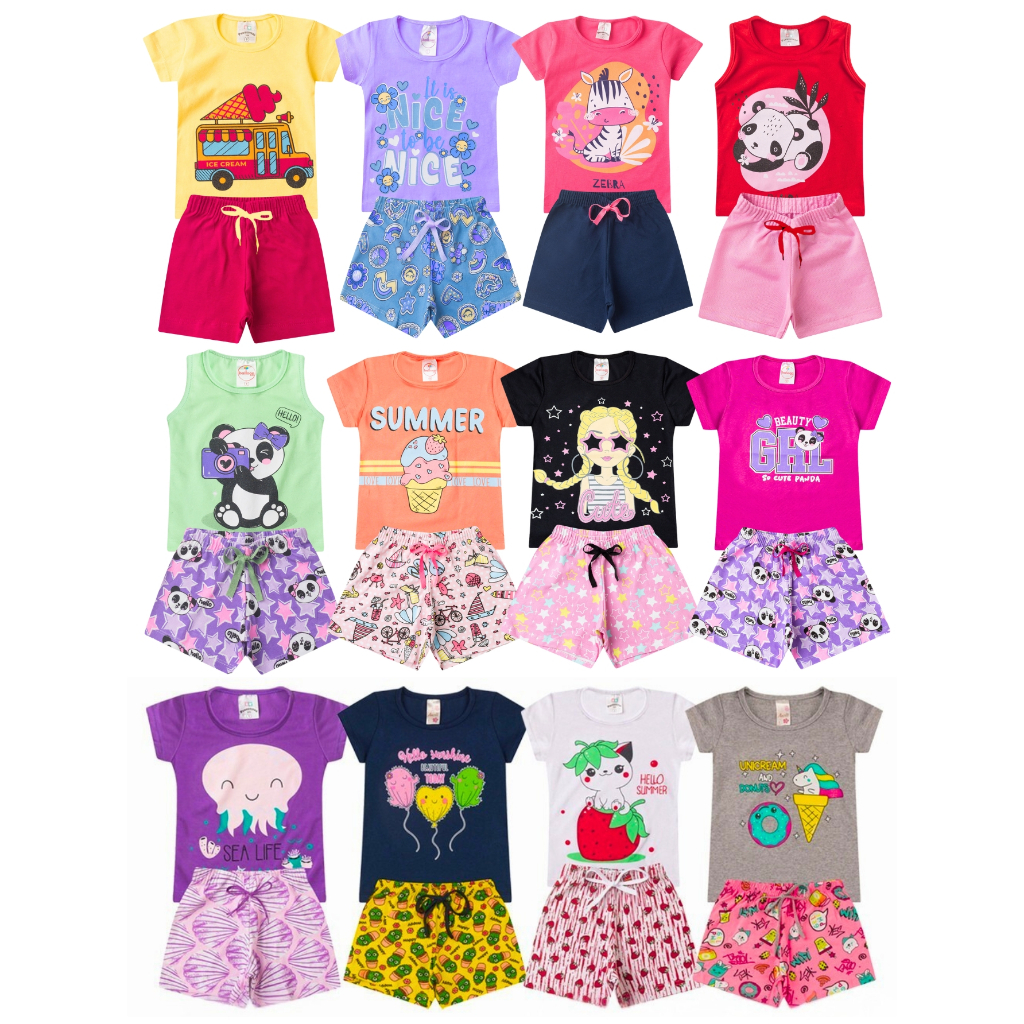 Conjunto Infantil Menina 1 ao 14 Kit 4 Peças Verão Roupa Feminina Criança · foto 2