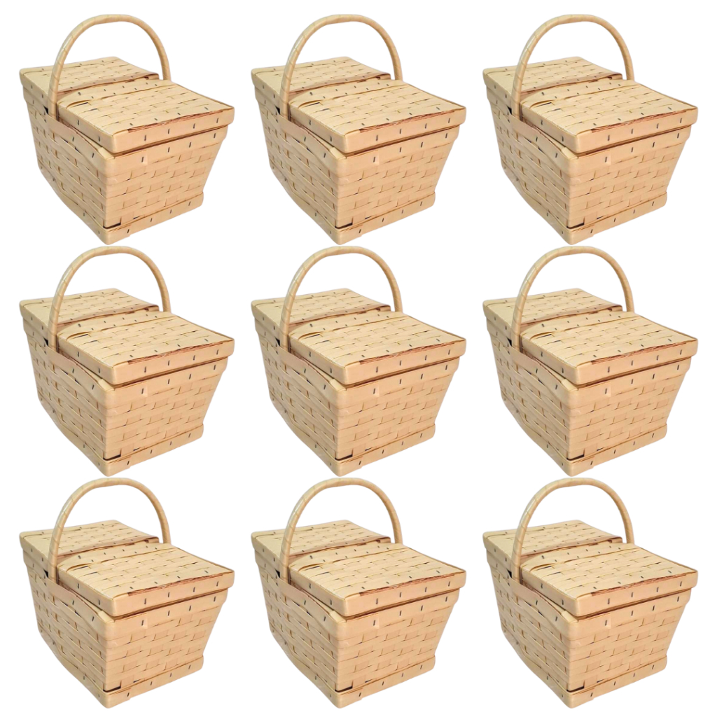 Kit 10 Cesta de Piquenique Fibra Sintética Mini 13X15X22 (Cesta lembrancinha) em Oferta na Shopee