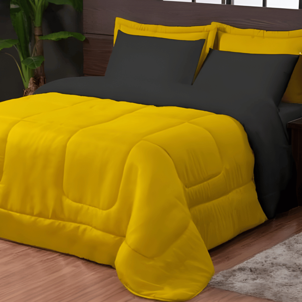 Jogo de Cama Queen 3 Pçs Edredom Dupla Face Toque Macio Conforto