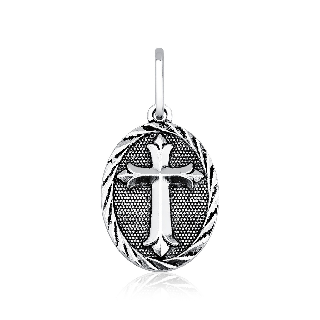 Pingente Cruz Oval Envelhecido de Prata 925 em Oferta na Shopee