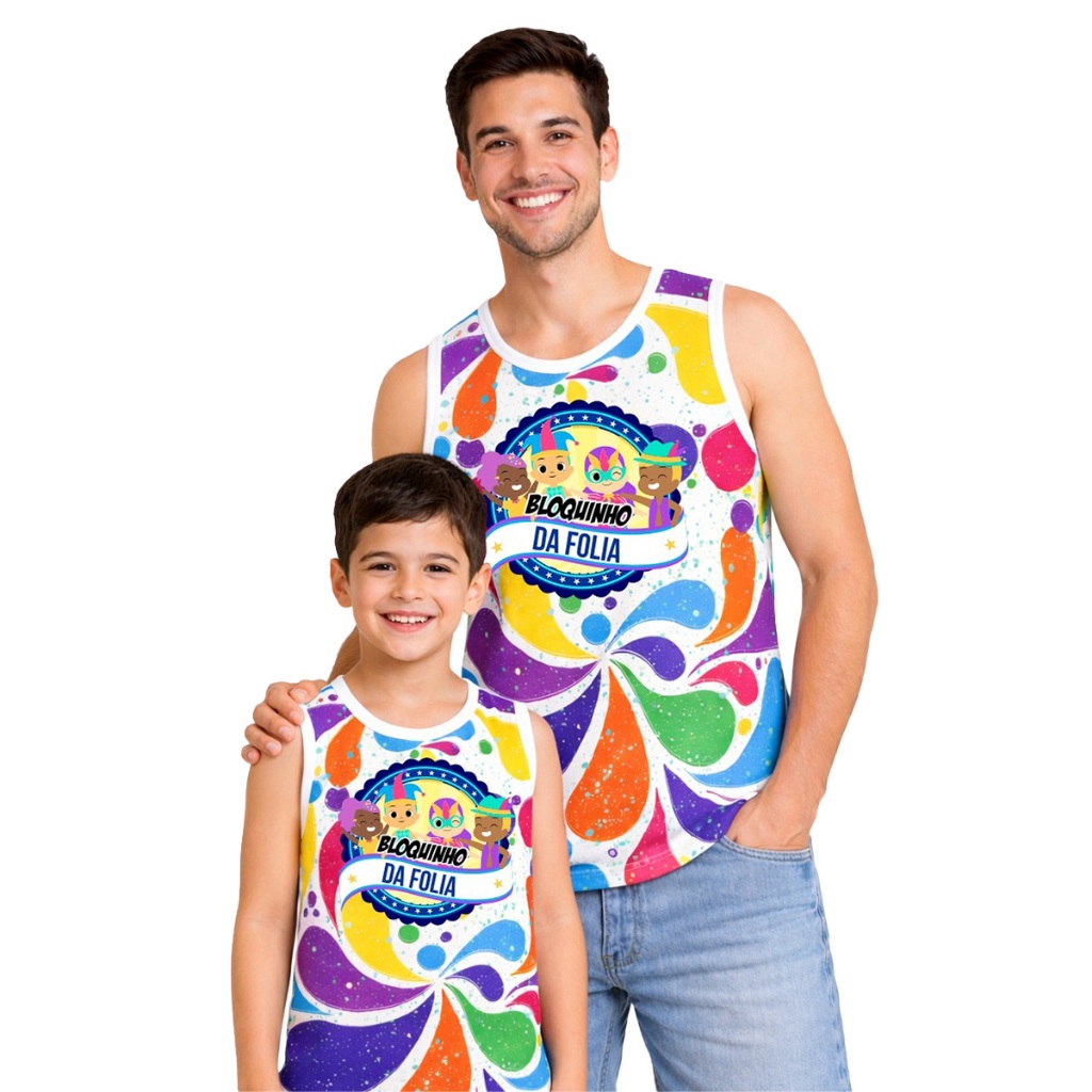 Abadá Adulto e Infantil Carnaval Festa Bloquinho Aniversário Personalizado Kit com 2 Peças em Oferta na Shopee