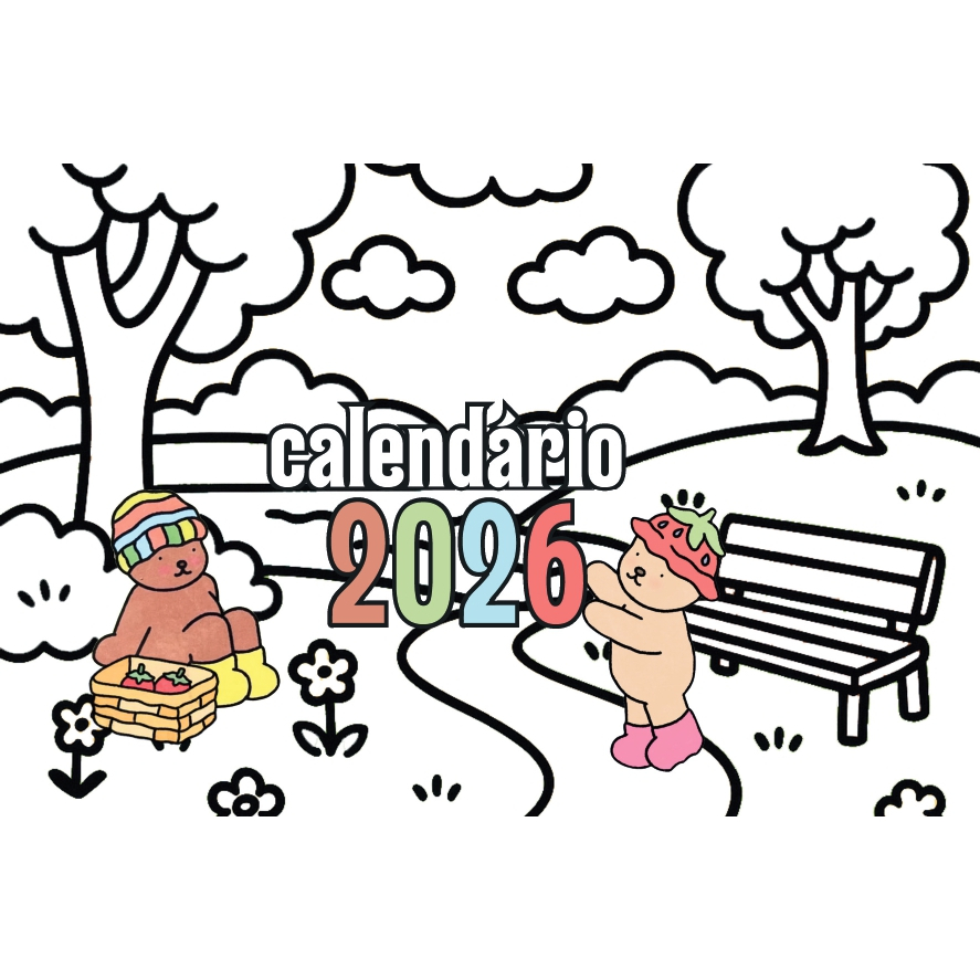 ENVIO RÁPIDO calendário de colorir 2026 URSINHO BOB calendário pintar livro GODS GOODS GOODIES GODIES