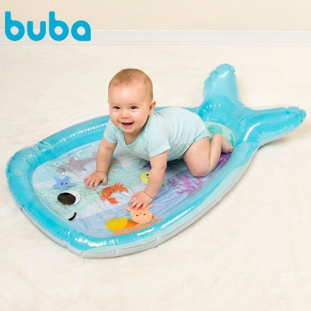 Tapete Infantil de Água Grande Baleia Bebê Inflável Atividade Sensorial Almofada Menino Menina Buba