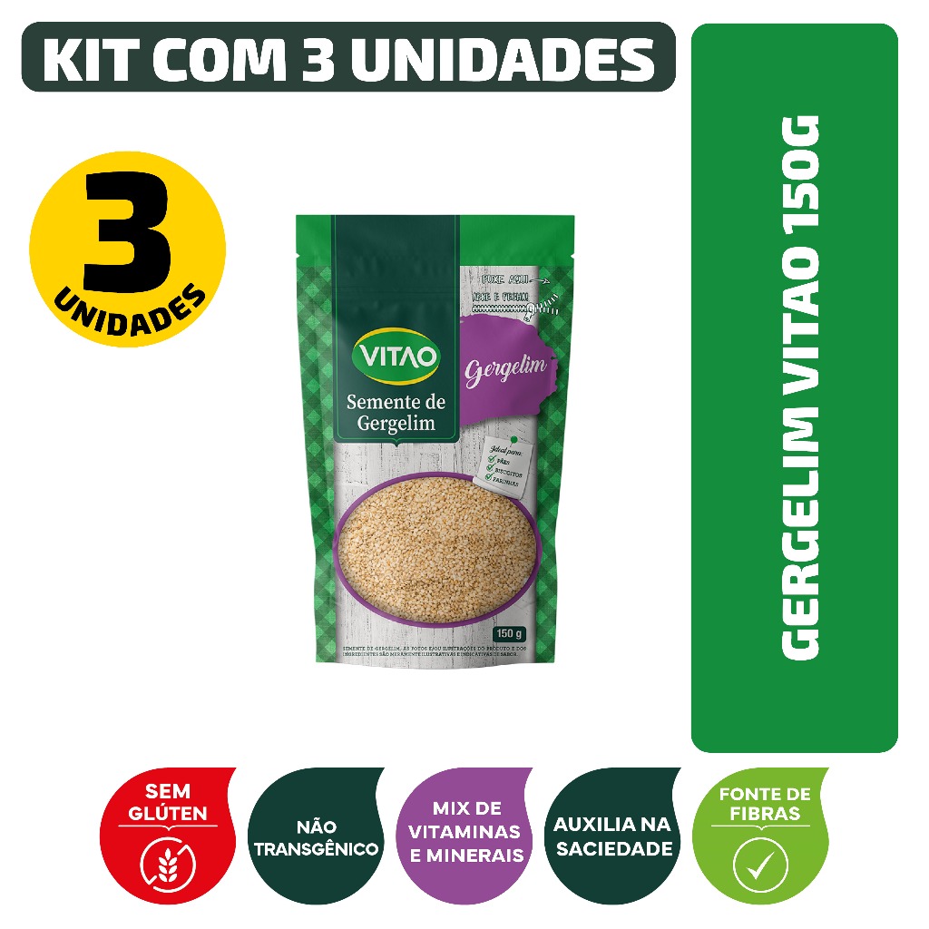 Kit Gergelim Vitao 150G - 3 Unidades em Oferta na Shopee