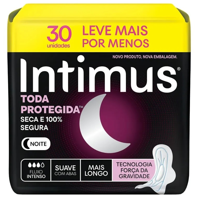 Absorvente Intimus Noturno Extra Proteção Seca com Abas 30 Unidades em Oferta na Shopee