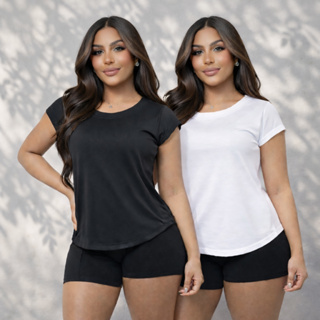 Kit 2 Camiseta Dry Fit Feminina Leve Confortável Respirável Treino Academia Caminhada e Musculação em Oferta na Shopee