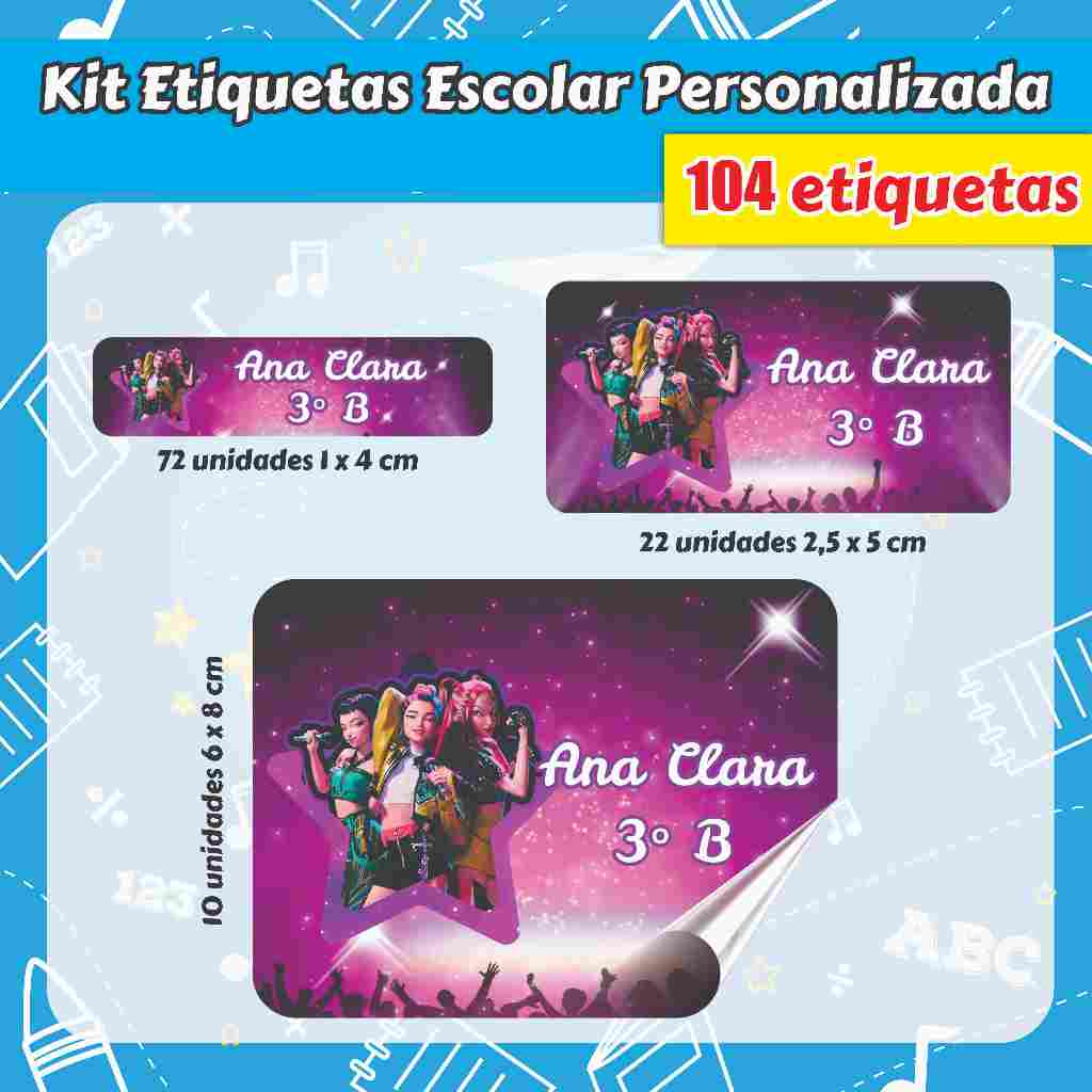 ✅ KIT ETIQUETAS ESCOLARES PERSONALIZADAS – 104 UNIDADES em Oferta na Shopee