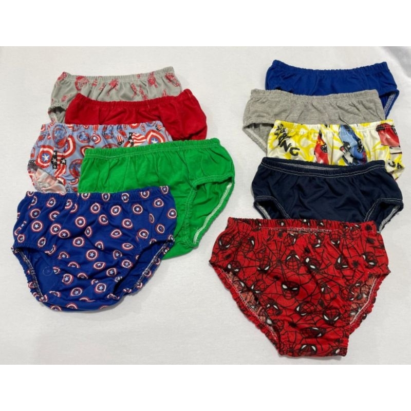 Kit Com 10 Peças Cuecas Slip Algodão Lisas E Estampadas Bebê E Crianças Infantil  Masculina Forrada Para Desfralde
