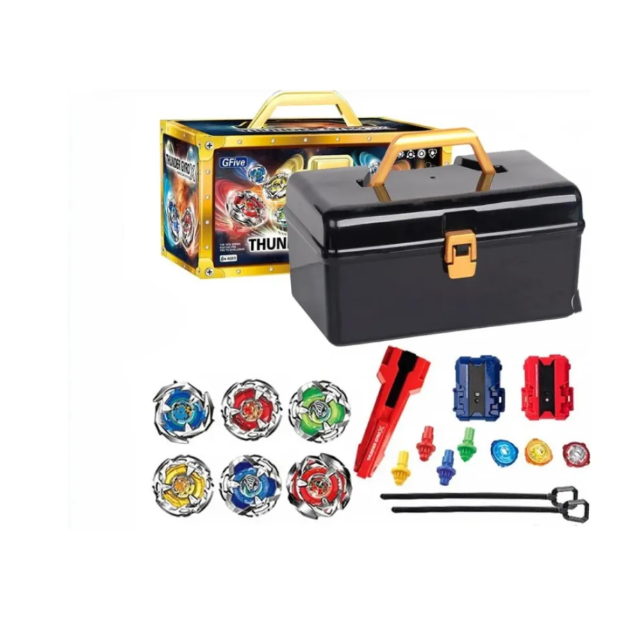Kit 6 Beyblades Burst Com 2 Lançadores + Grip De Empunhadura