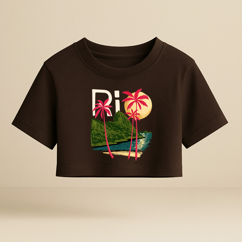 Cropped Oversized Feminina Rio Tendência Verão Tropical Blusa 100% Algodão Envio Imediato em Oferta na Shopee